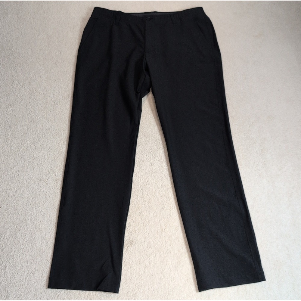 Under Armour Mens Golf Pants Black 38x34 Performance Stretch Flat Front Trousers